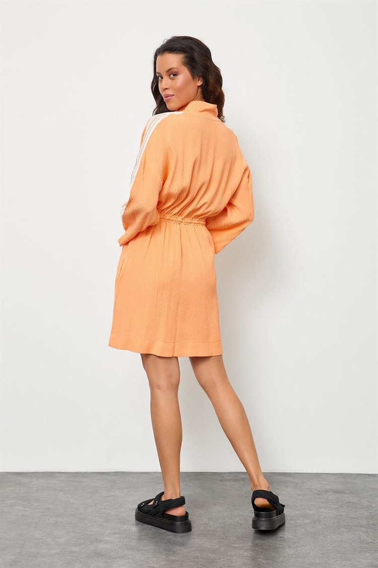 Oranj Rayon Fermuar Detaylı Beli Lastikli ElbiseST050S4010541