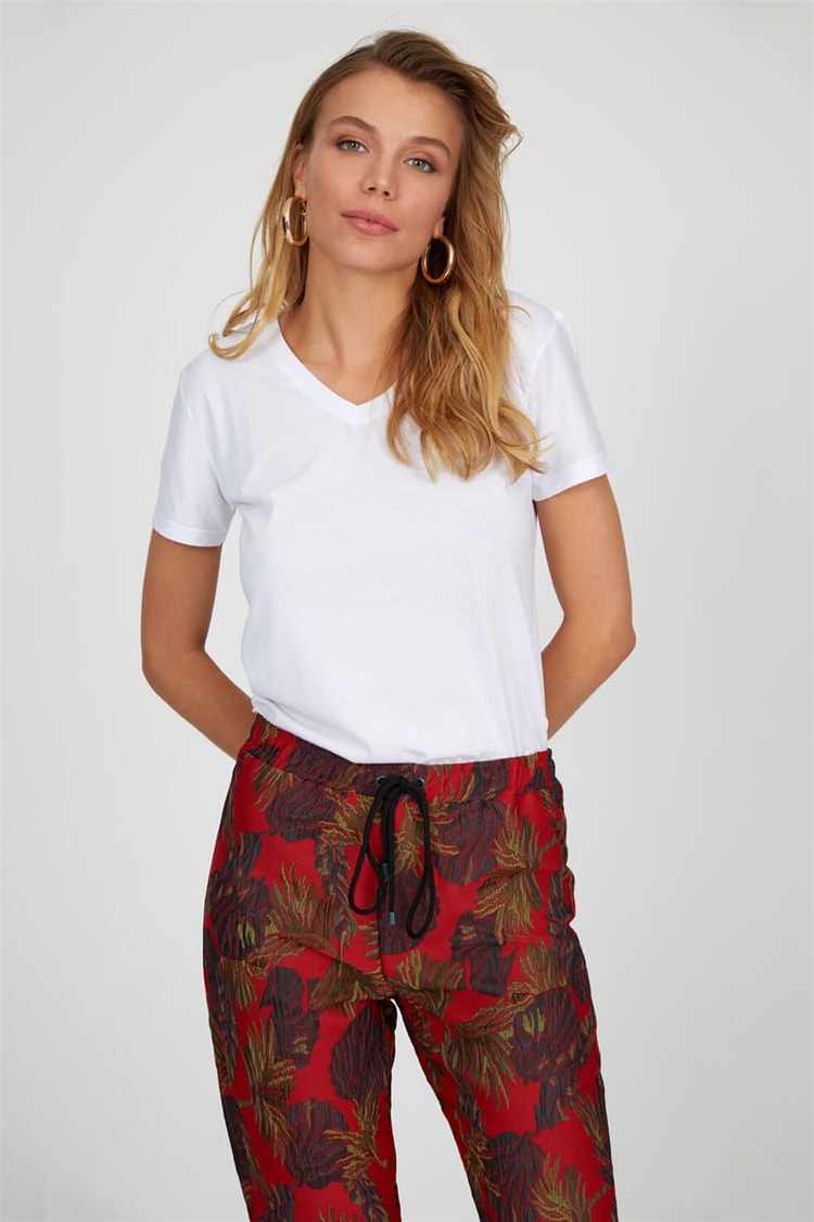 Oranj-Sax Bel Beli Bağcıklı Jakarlı Bileği Dar Jogger PantolonST040W200681