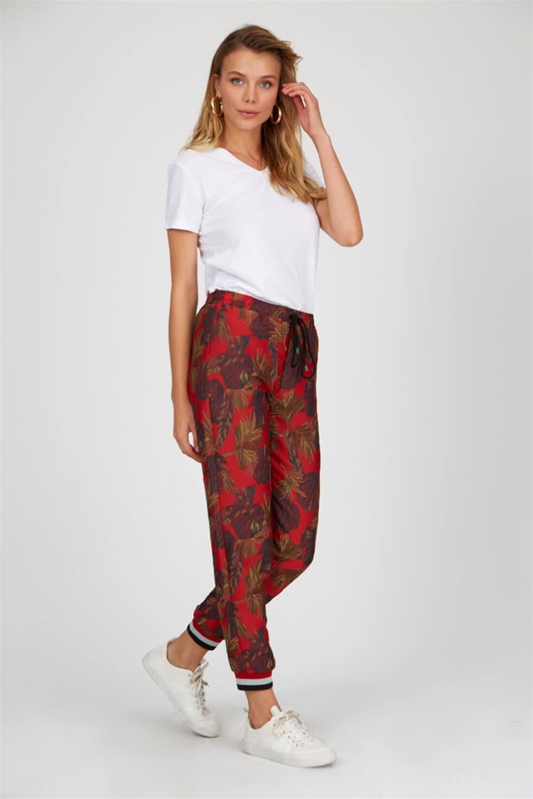 Oranj-Sax Bel Beli Bağcıklı Jakarlı Bileği Dar Jogger PantolonST040W200681