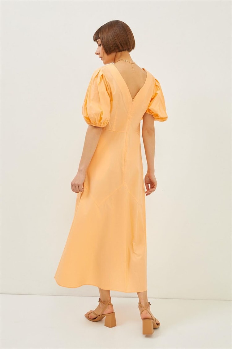 Oranj V Yaka Midi ElbiseST060S40001003