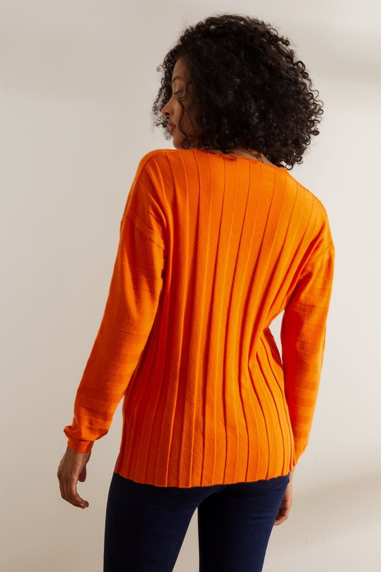 Oranj V Yaka Uzun Kol Basic TrikoST060W9414801