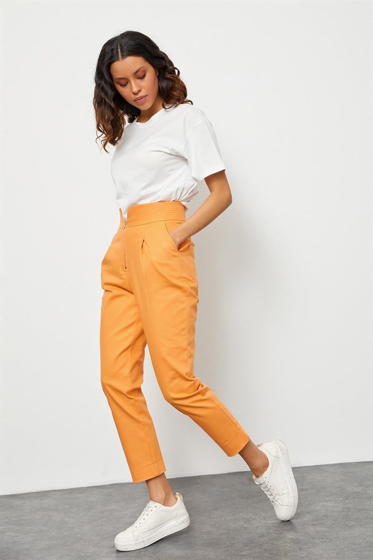 Oranj Yüksek Bel Fermuarlı PantolonST050S2040801