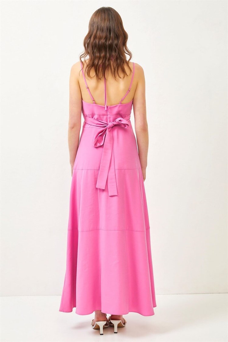 Pembe Askılı Maxi Volan ElbiseST060S40114501