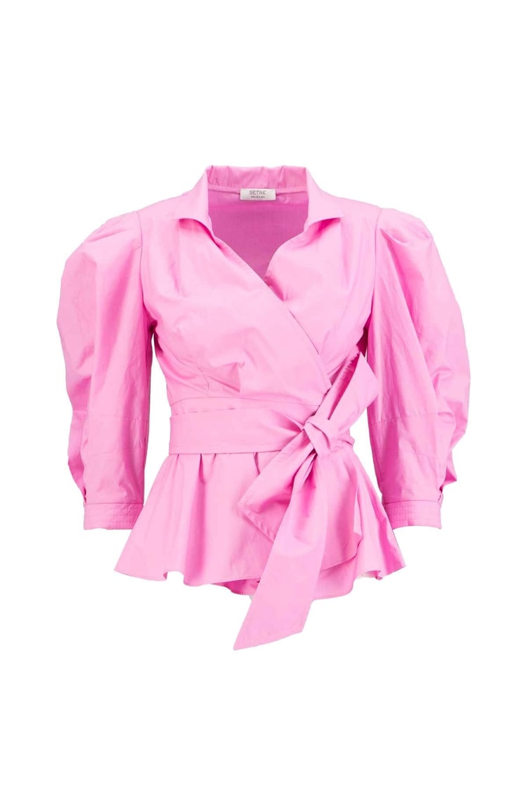 Pembe Bağcık Detaylı Poplin BluzST060S3051901