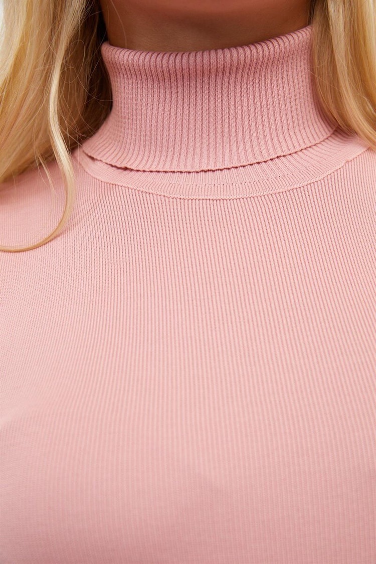 Pembe Balıkçı Yaka Kolsuz TrikoST060W94170001