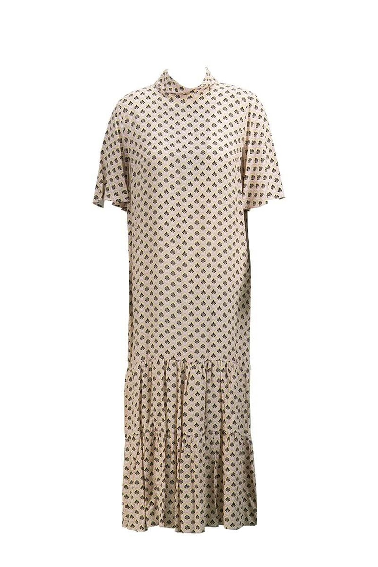 Pembe-Bej Kısa Kol Desenli Oversize ElbiseST060S40125701