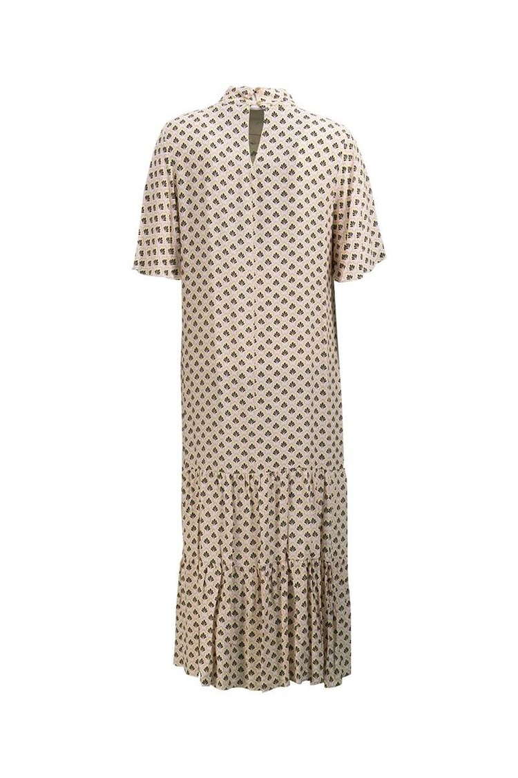 Pembe-Bej Kısa Kol Desenli Oversize ElbiseST060S40125701
