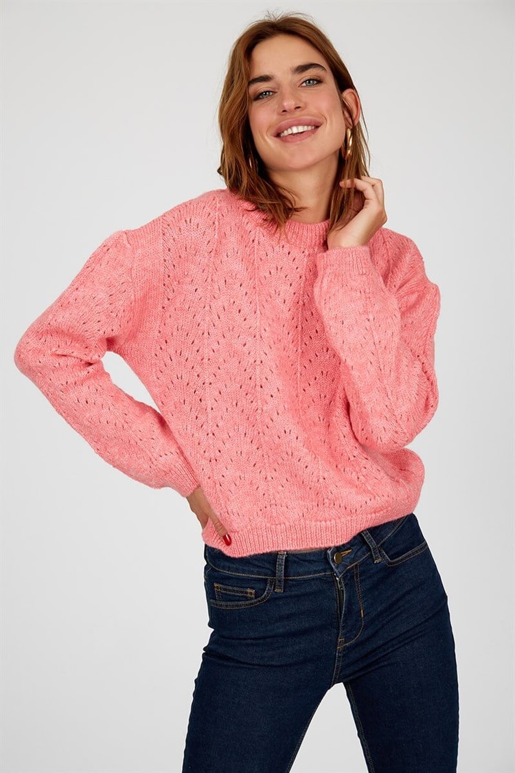 Pembe Bisiklet Yaka Uzun Kol TrikoST040W940182