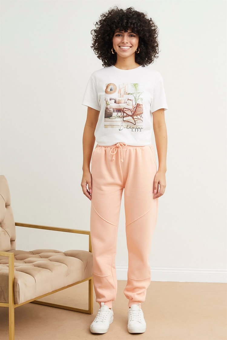 Pembe Cepli Beli Bağcıklı Jogger PantolonST050W2000301