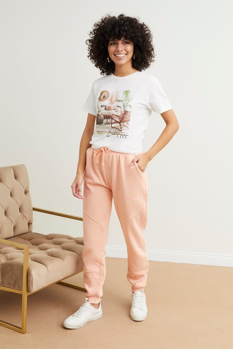 Pembe Cepli Beli Bağcıklı Jogger PantolonST050W2000301
