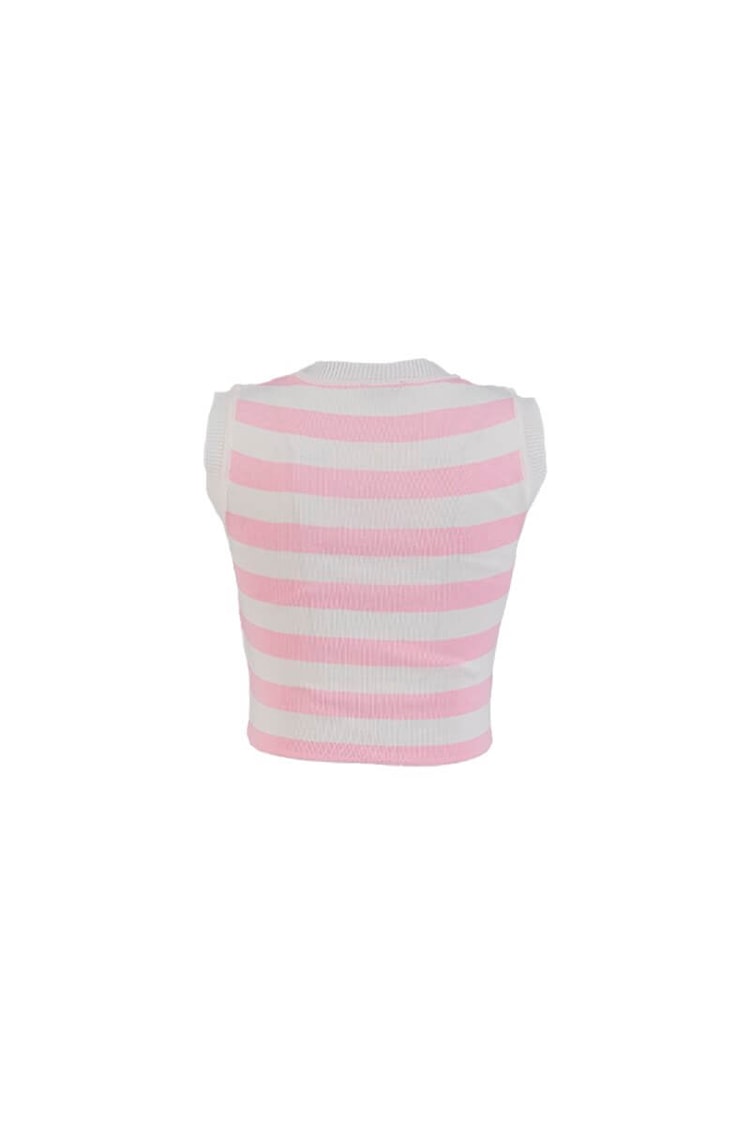 Pembe Çizgili Bisiklet Yaka Triko BluzST070S94184001