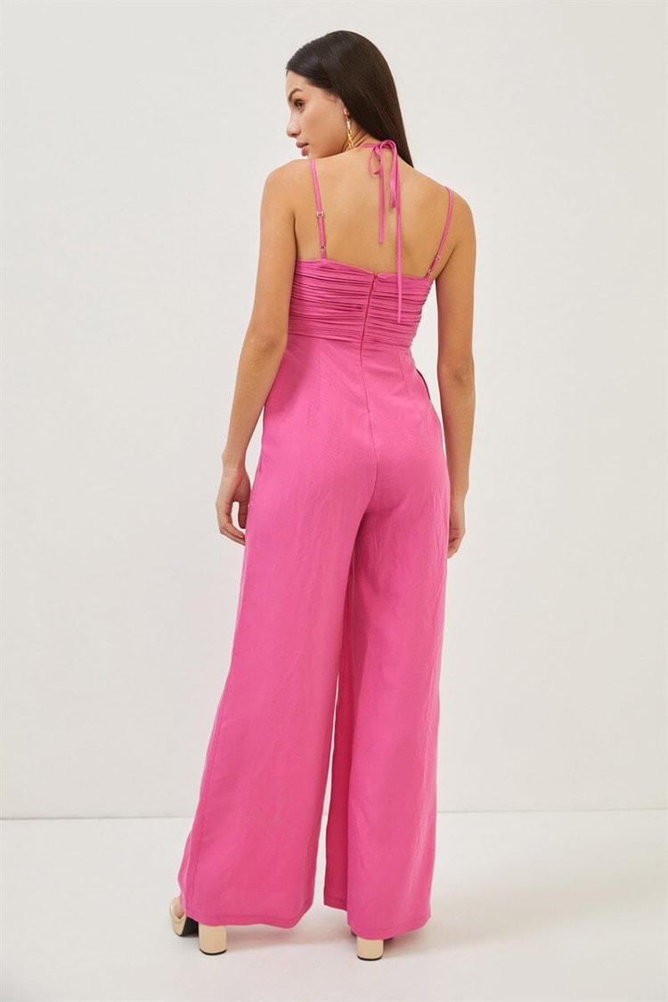 Pembe Drape Detaylı Maxi Boy ElbiseST070S28193001