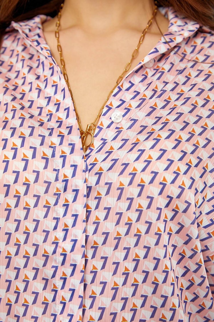 Pembe Geometrik Desen GömlekST060S55172001