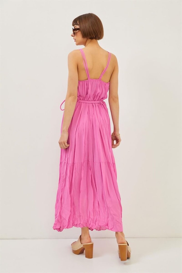 Pembe Jorjet Tokalı Uzun ElbiseST060S4098601