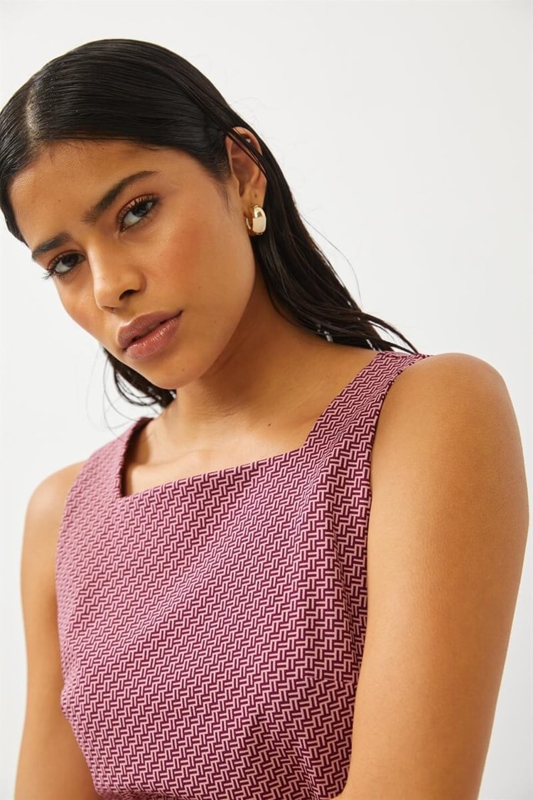 Pembe Kemer Detaylı Kolsuz Mini ElbiseST060S40133401