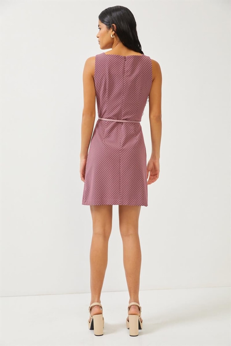 Pembe Kemer Detaylı Kolsuz Mini ElbiseST060S40133401