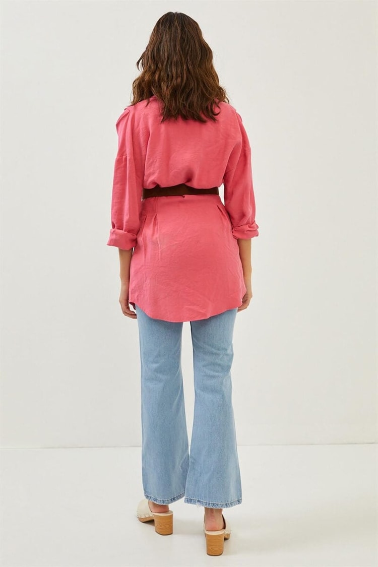 Pembe Kemer Detaylı Uzun Kol TunikST070S65157701