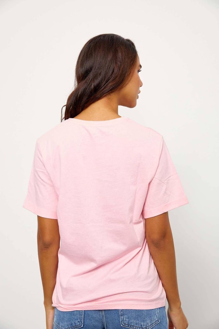 Pembe Kısa Kol Baskılı T-ShirtST060S71243004