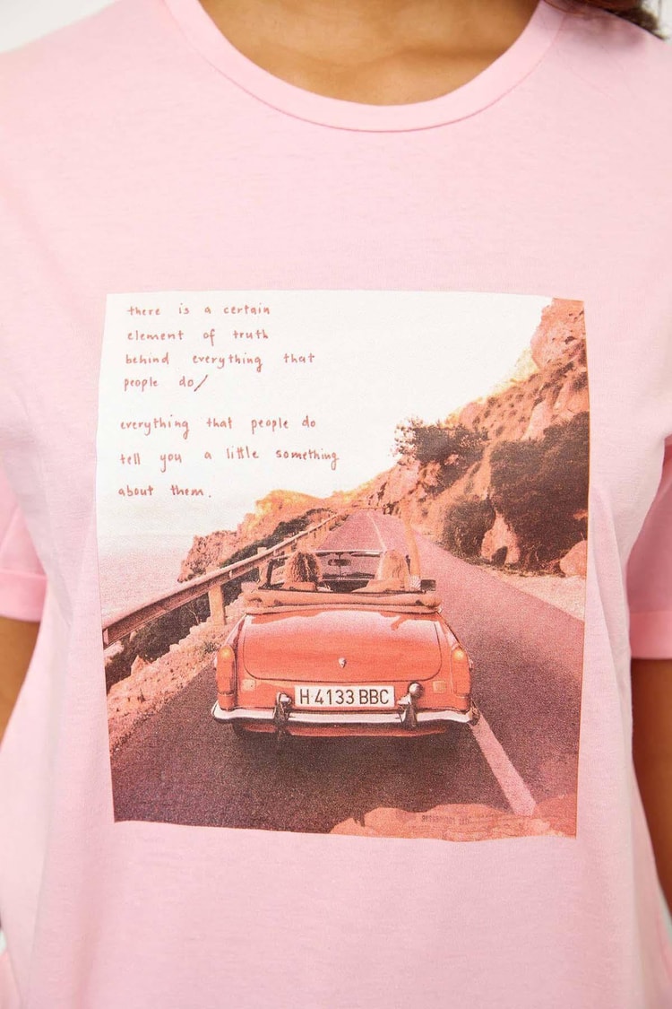 Pembe Kısa Kol Baskılı T-ShirtST060S71243004