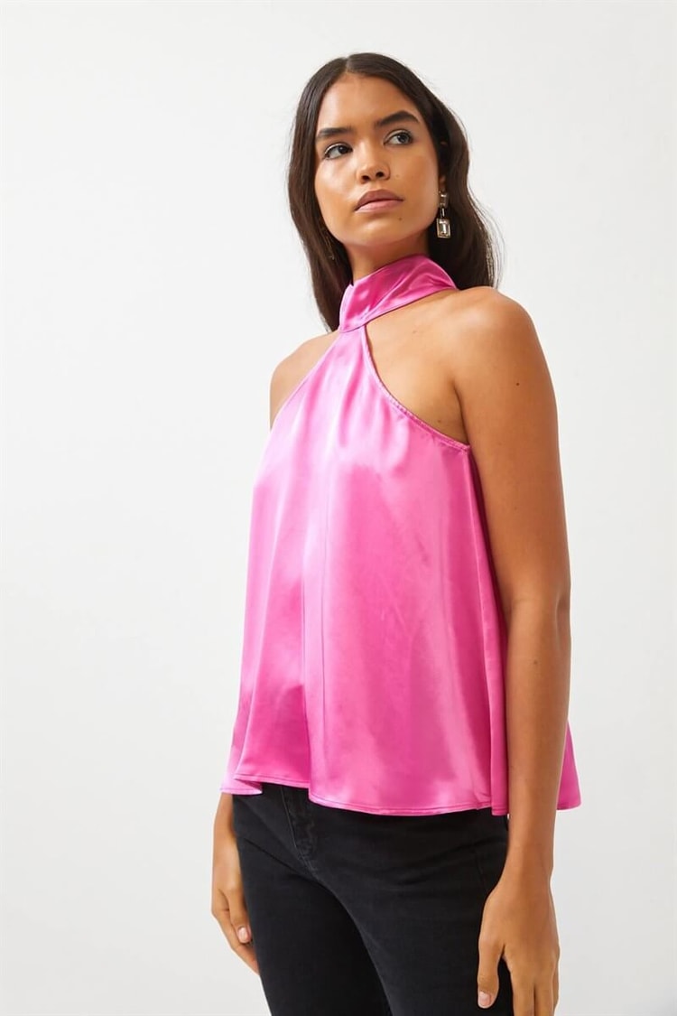 Pembe Kolsuz Saten BluzST060S30716001