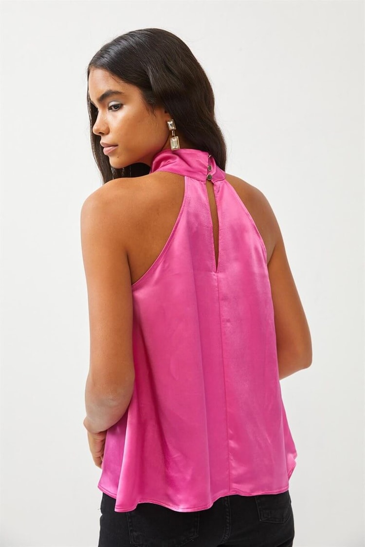 Pembe Kolsuz Saten BluzST060S30716001