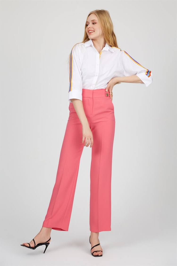 Pembe Normal Bel Normal Paça Pantolon
