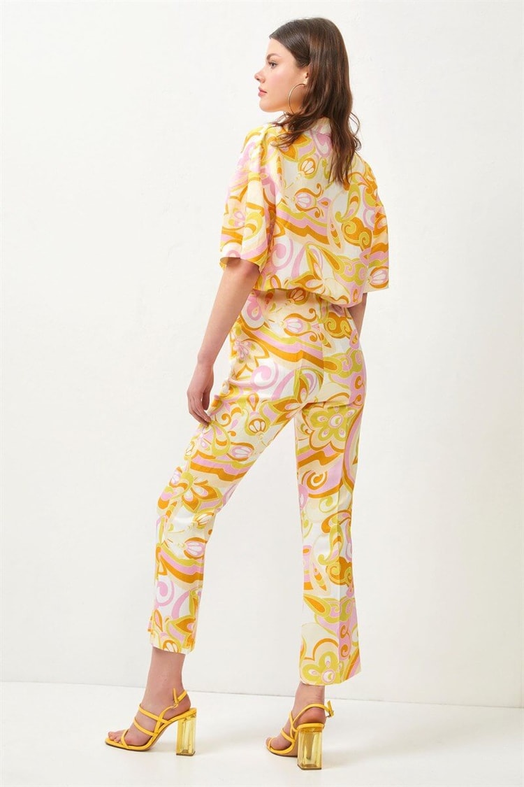 Pembe-Oranj Desenli Kapri PantolonST060S20550001