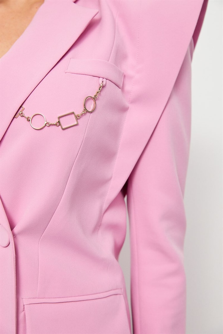 Pembe Sivri Omuzlu Kruvaze CeketST060S9022801