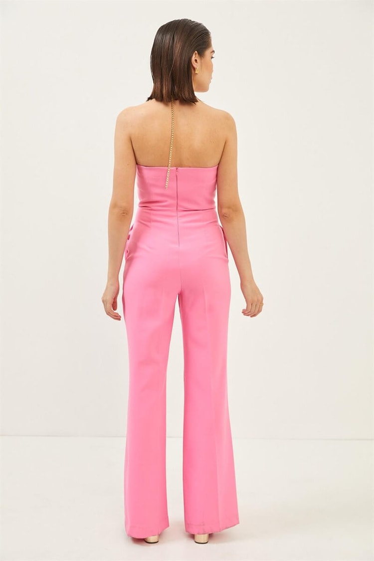 Pembe Zincir Detaylı Bol Paça TulumST060S28177001