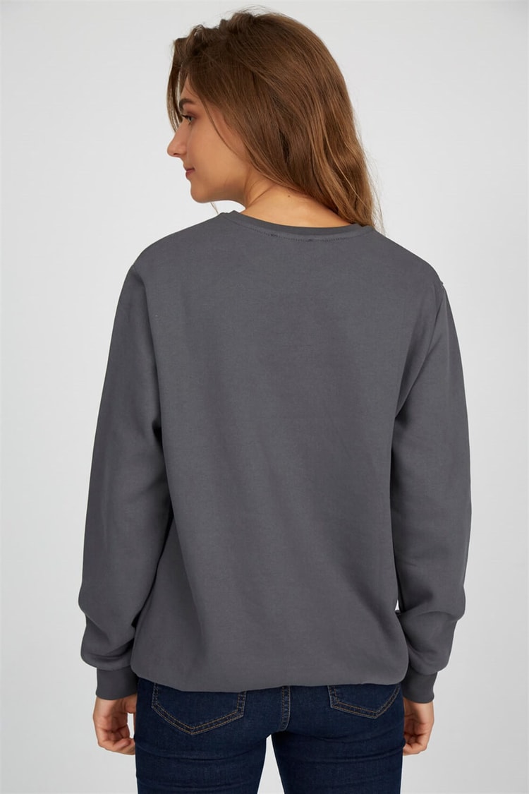 Petrol Bisiklet Yaka Baskılı Uzun Kol SweatshirtST050W7203701