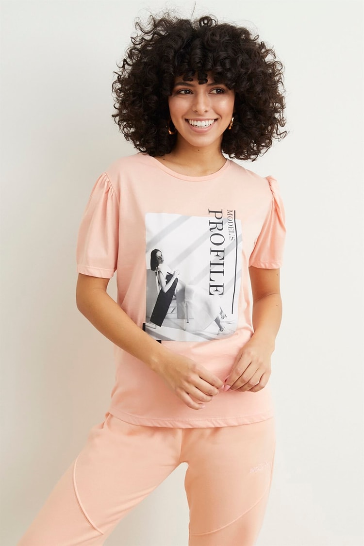 Pudra Ayıcık Baskılı Pamuk T-ShirtST050S7114801