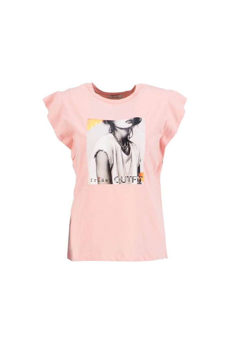 Pudra Baskılı Bisiklet Yaka T-ShirtST060S71160005