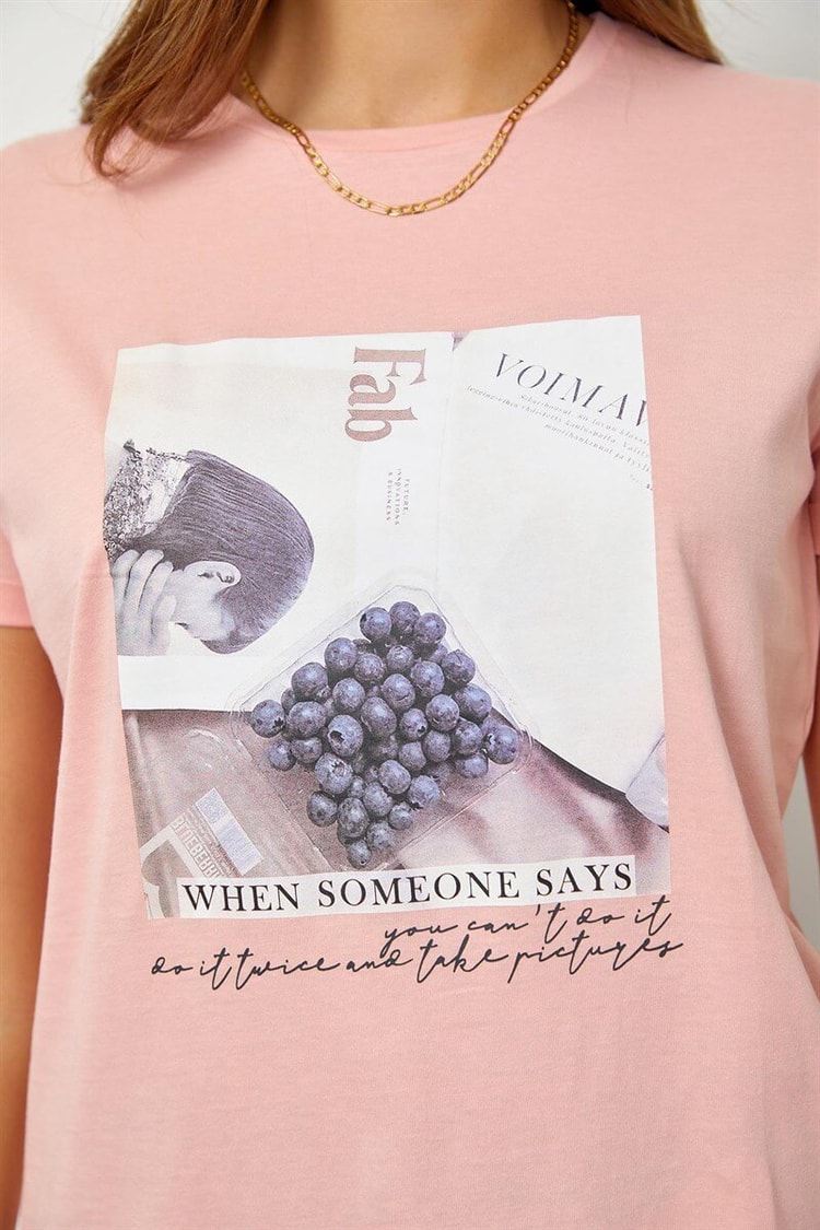 Pudra Baskılı Kısa Kol T-ShirtST060S71190006