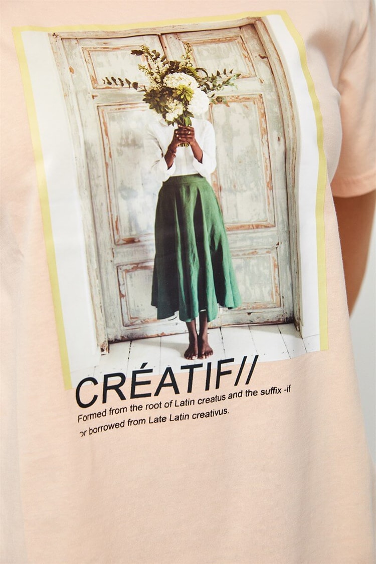 Pudra Baskılı Kısa Kol T-ShirtST060S7115701