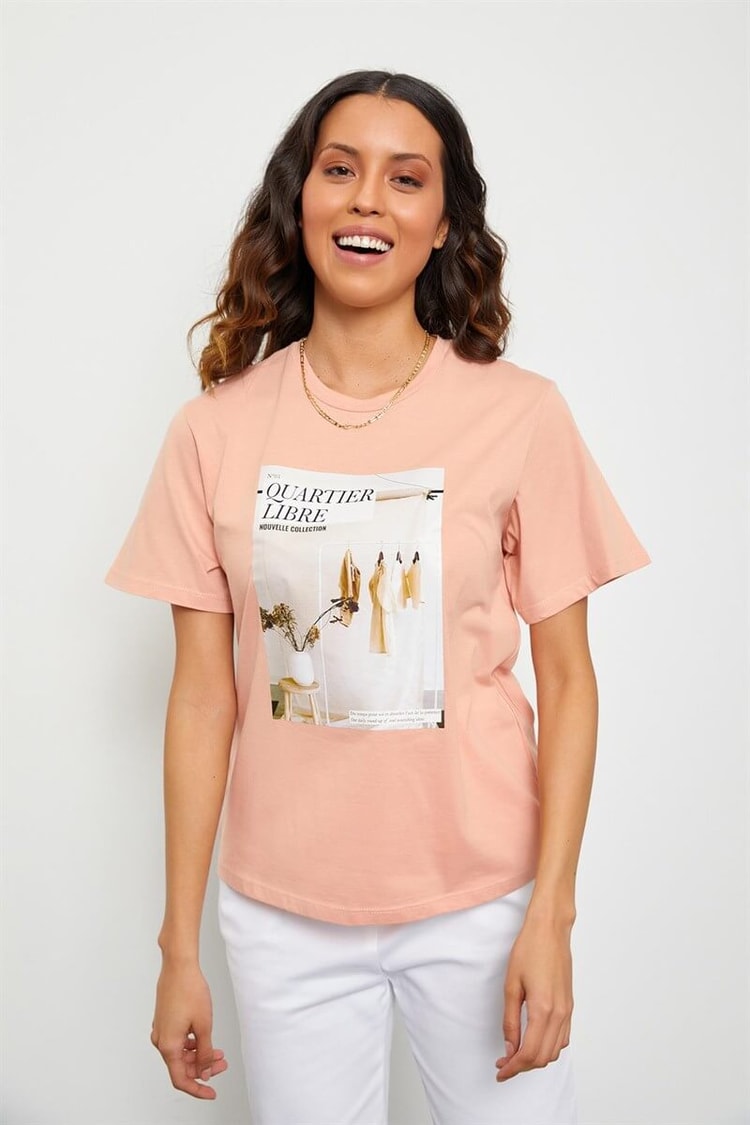 Pudra Baskılı Kısa Kol T-ShirtST060S71190001