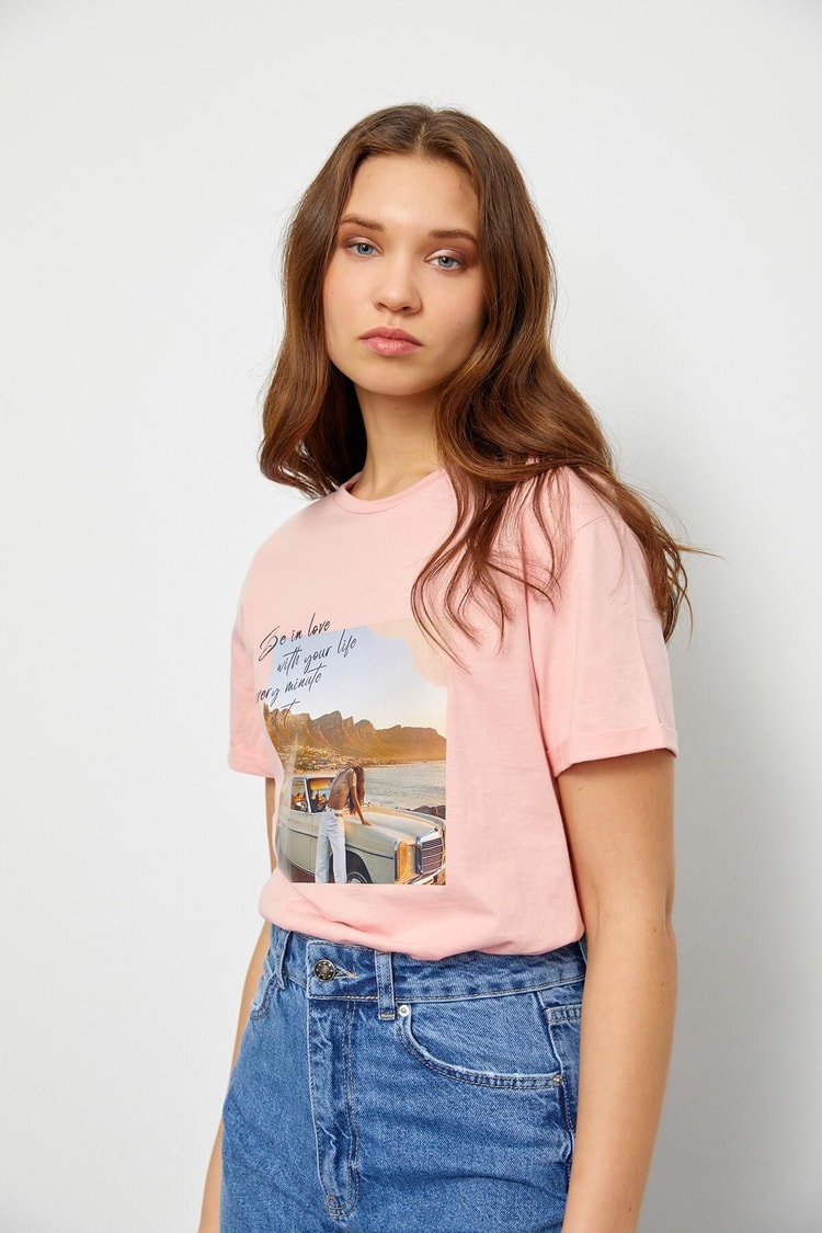 Pudra Baskılı Kısa Kol T-ShirtST060S71190010