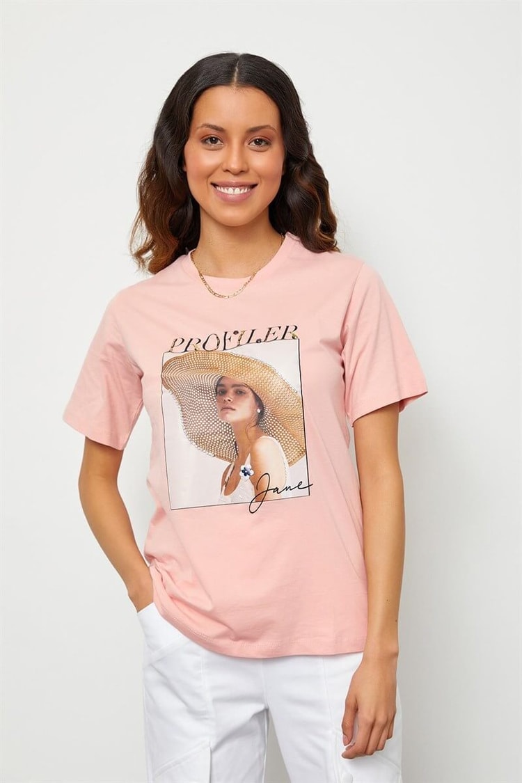 Pudra Baskılı Kısa Kol T-ShirtST060S71190016