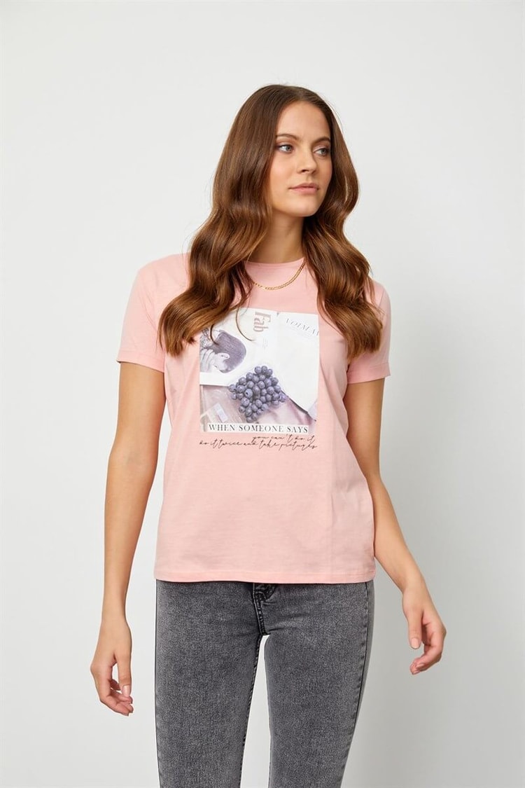 Pudra Baskılı Kısa Kol T-ShirtST060S71190006