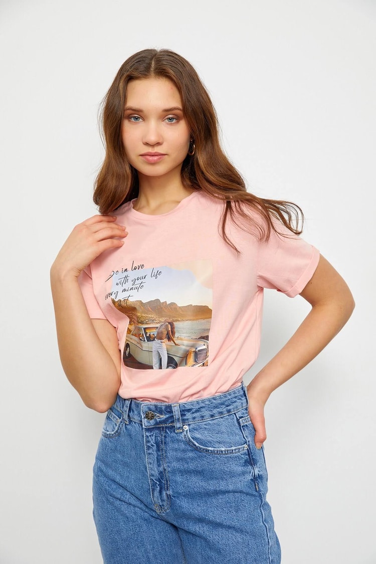 Pudra Baskılı Kısa Kol T-ShirtST060S71190010