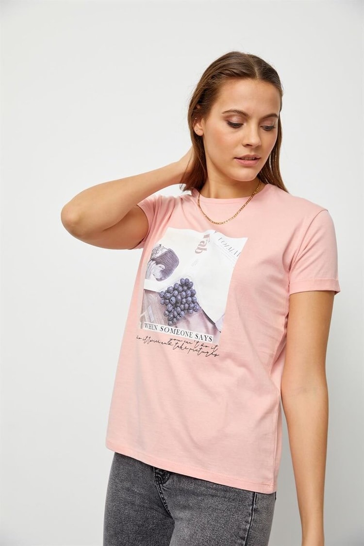 Pudra Baskılı Kısa Kol T-ShirtST060S71190006
