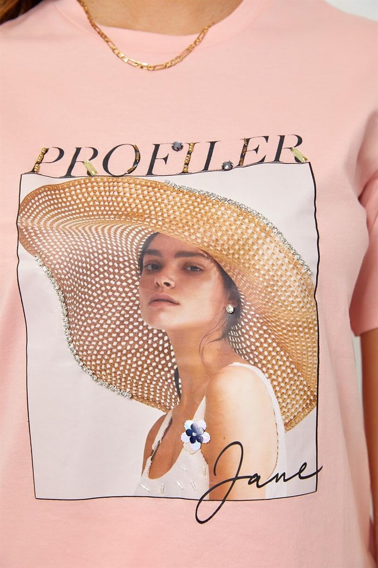 Pudra Baskılı Kısa Kol T-ShirtST060S71190016