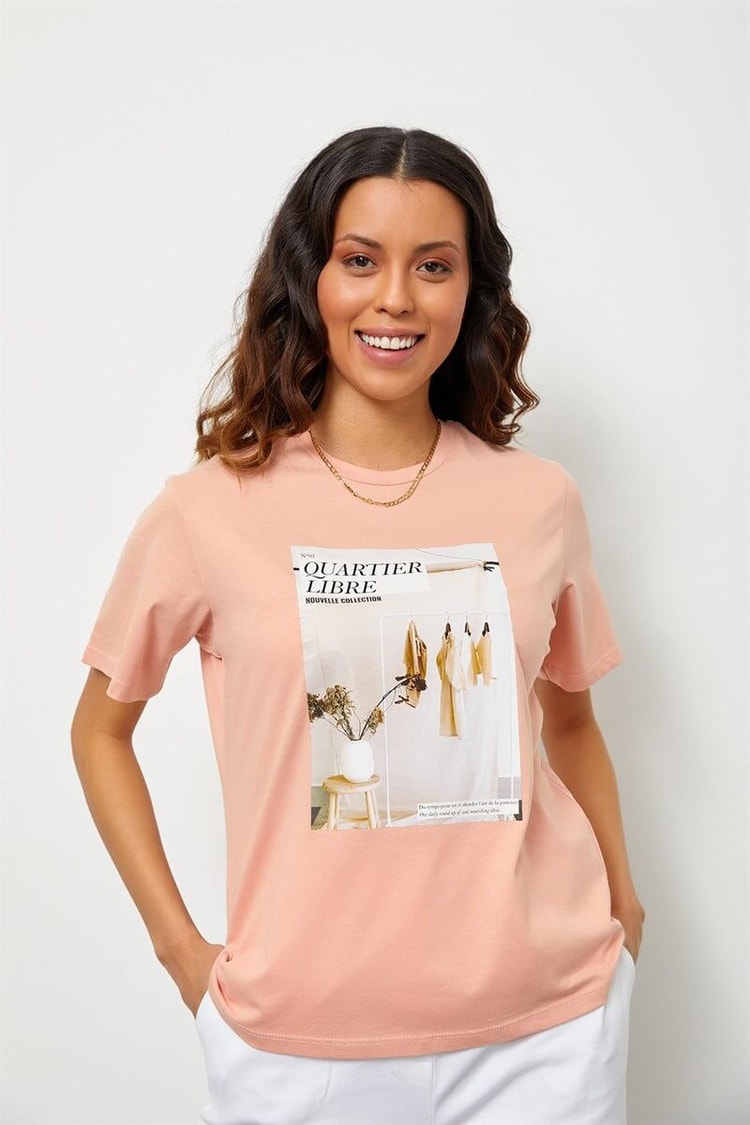 Pudra Baskılı Kısa Kol T-ShirtST060S71190001