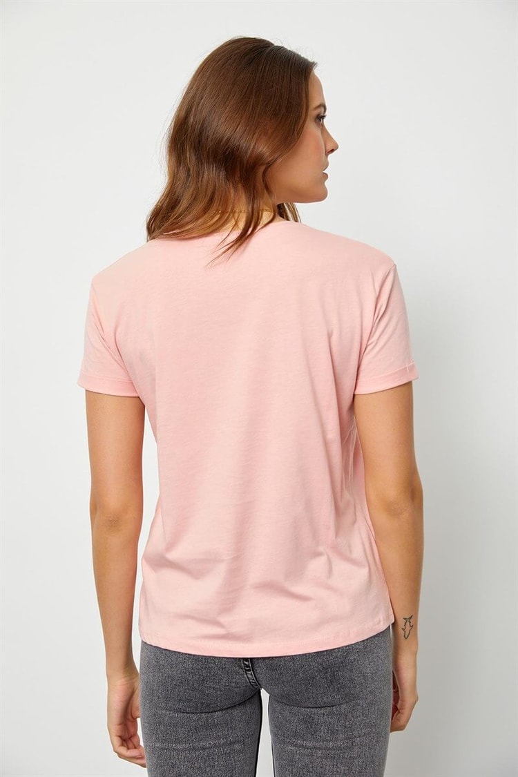 Pudra Slogan Baskılı T-ShirtST060S71190008