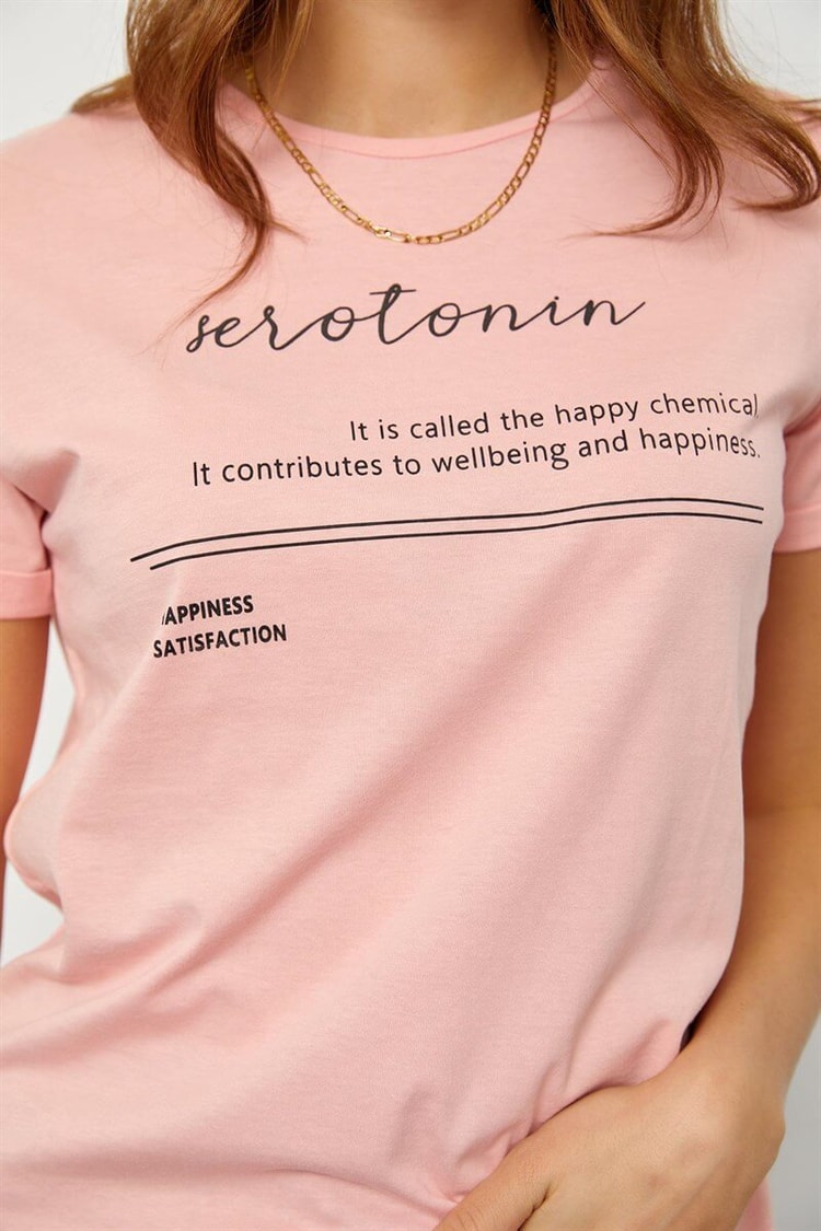 Pudra Slogan Baskılı T-ShirtST060S71190008