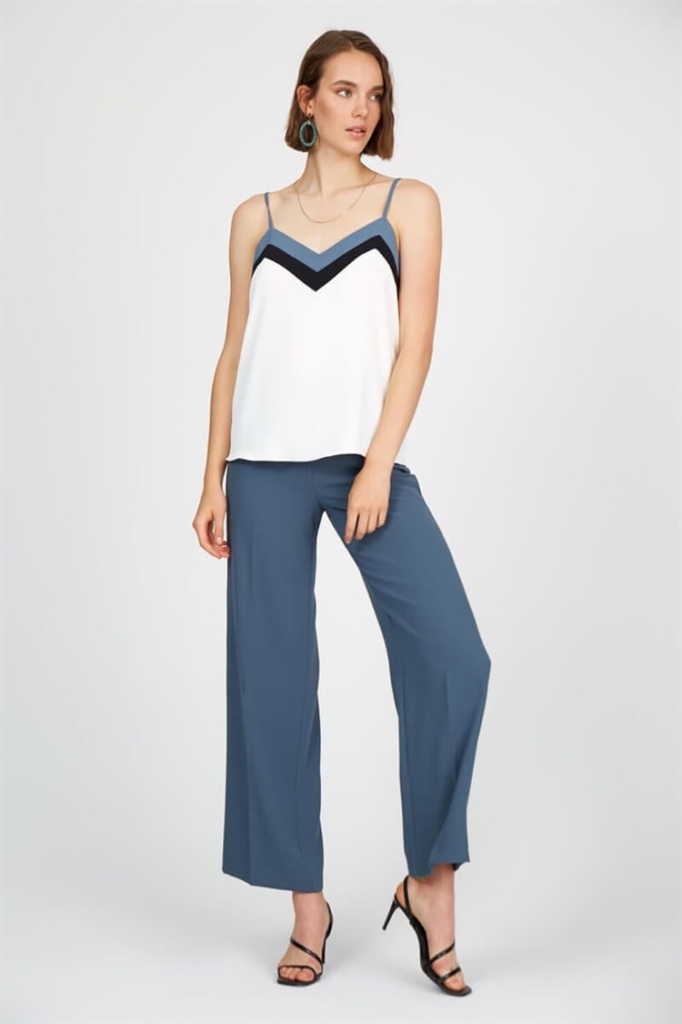 Puslu Deniz V Yaka İp Askılı BluzST050W302481
