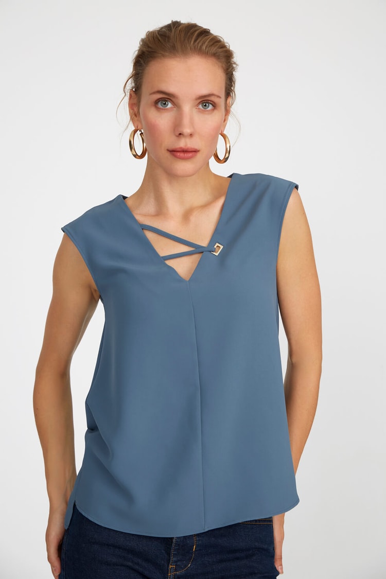 Puslu Deniz V Yaka Kolsuz BluzST050W3035802