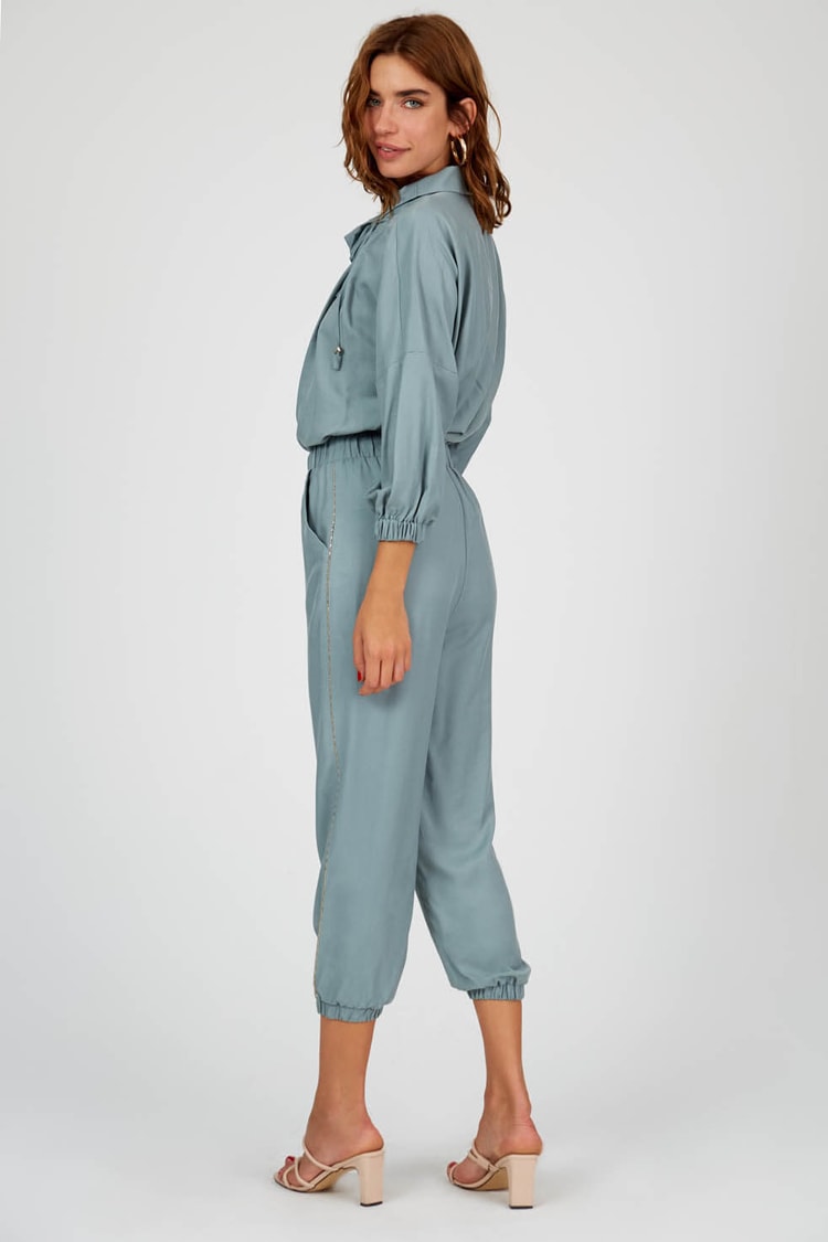 Puslu Yeşil Normal Bel Normal Paça Pantolon