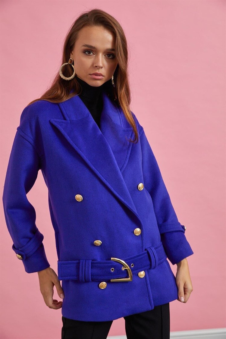 Saks Kemerli Kruvaze Kaşe KabanST060W64134001