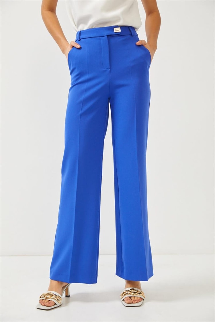 Saks Yüksek Bel Düğme Detaylı Bol Paça PantolonST060S20543001