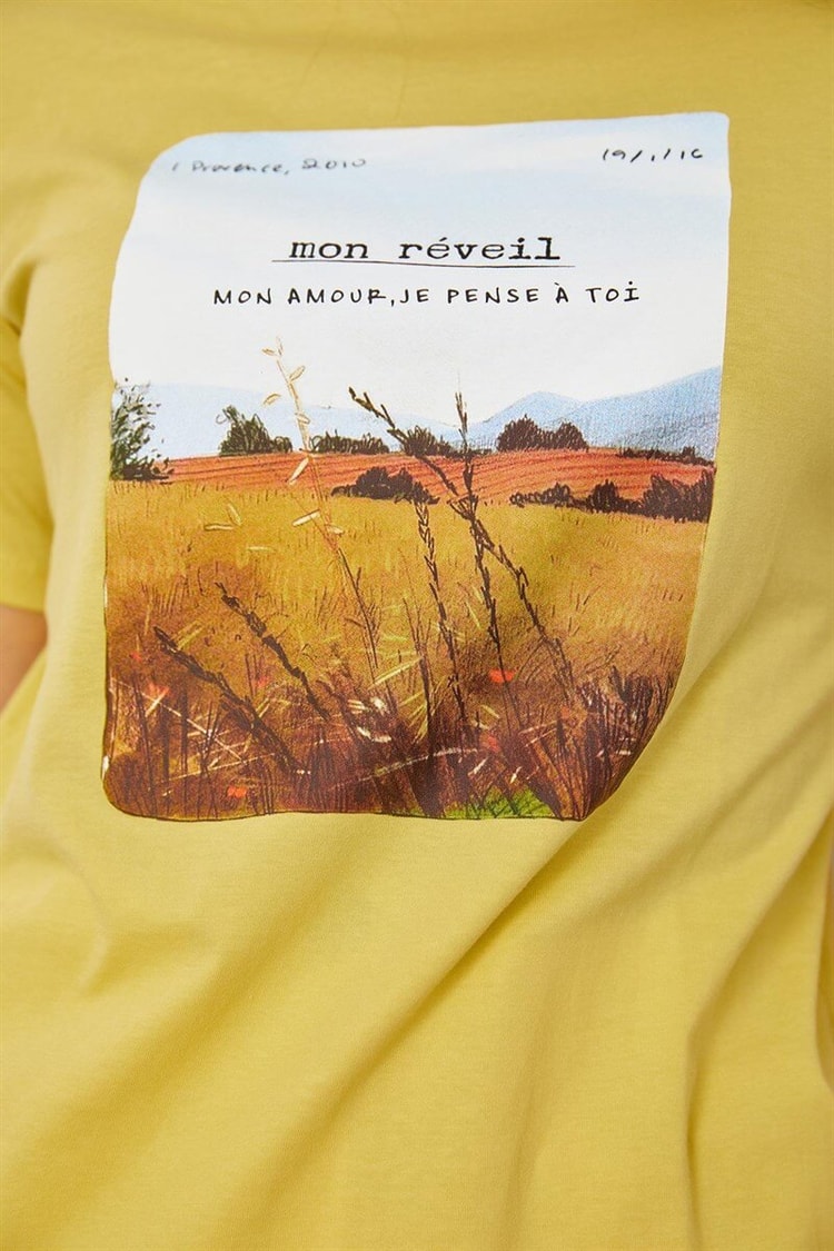 Sarı Baskılı Kısa Kol T-ShirtST060S71190011